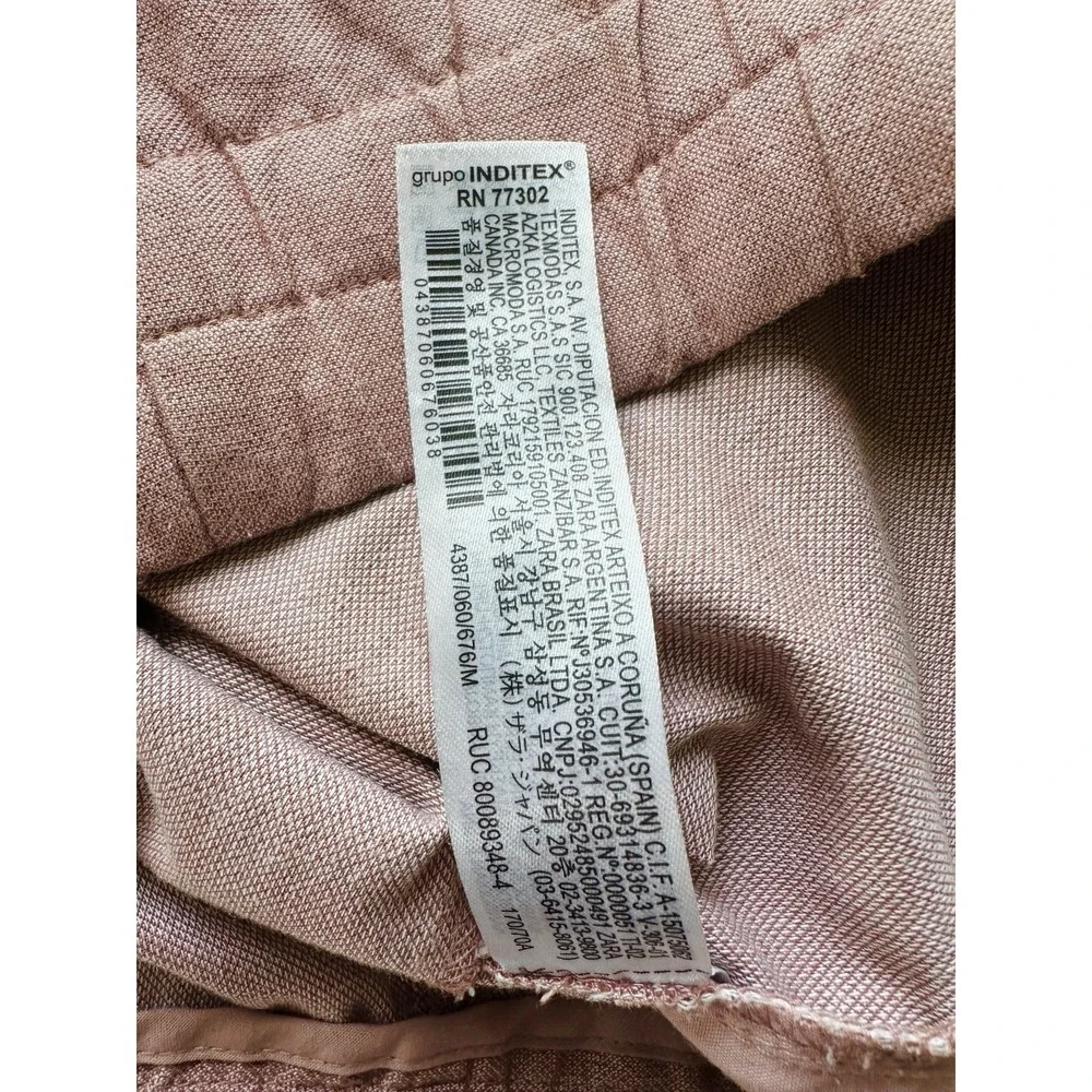Zara Cotton Blend Cropped Pants Size M Cuffed Wide Hem Ankle Dusty Pink Coastal